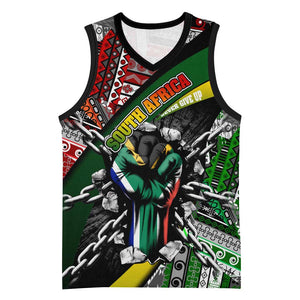 South Africa Fist of Freedom Basketball Jersey Never Give Up - African Pride