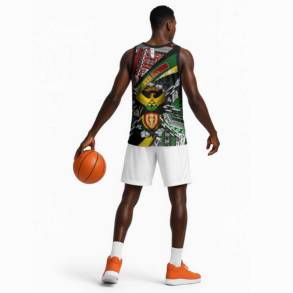 South Africa Fist of Freedom Basketball Jersey Never Give Up - African Pride