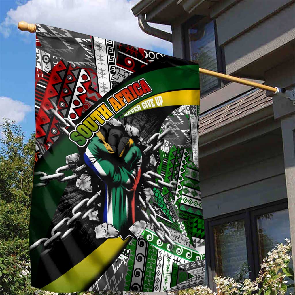 South Africa Fist of Freedom Garden Flag Never Give Up
