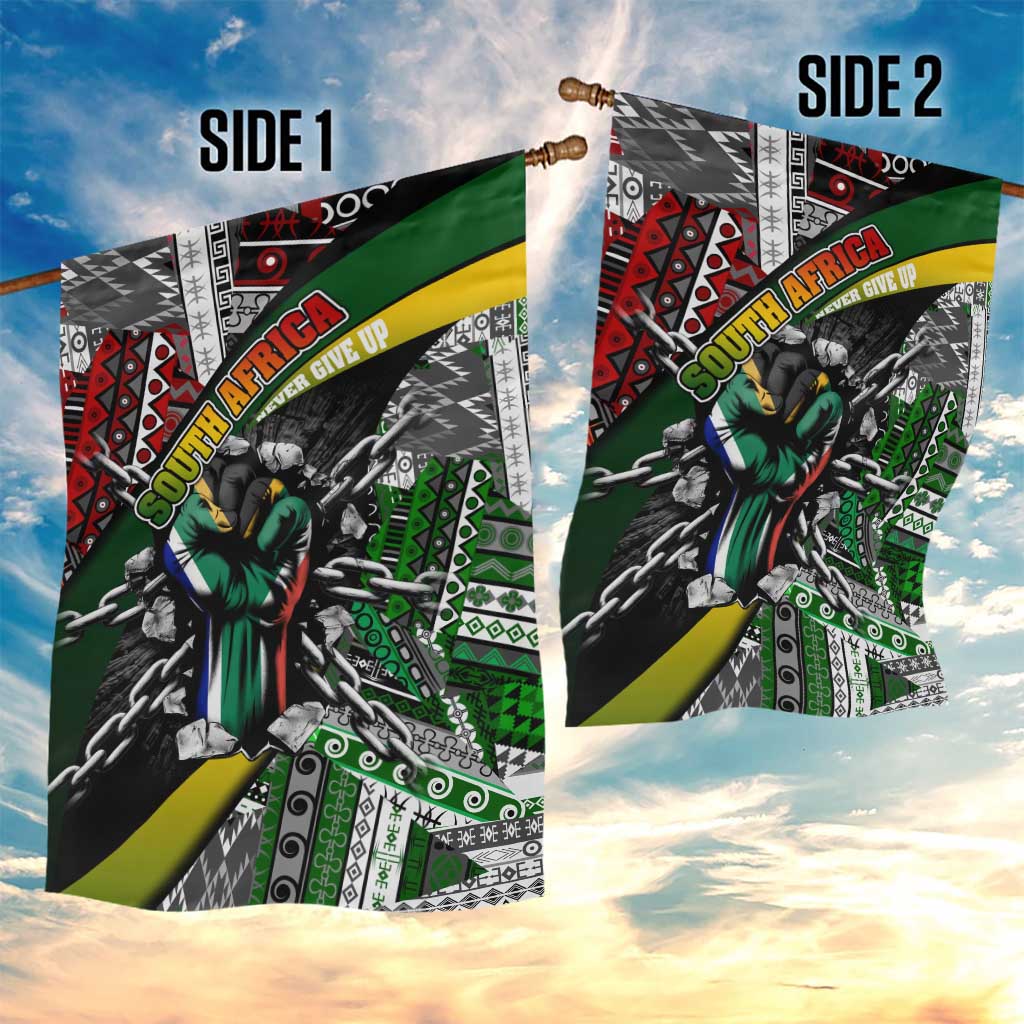 South Africa Fist of Freedom Garden Flag Never Give Up