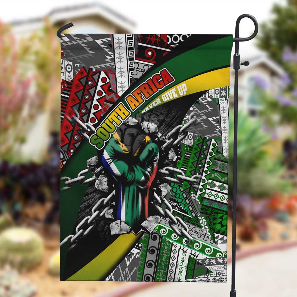 South Africa Fist of Freedom Garden Flag Never Give Up