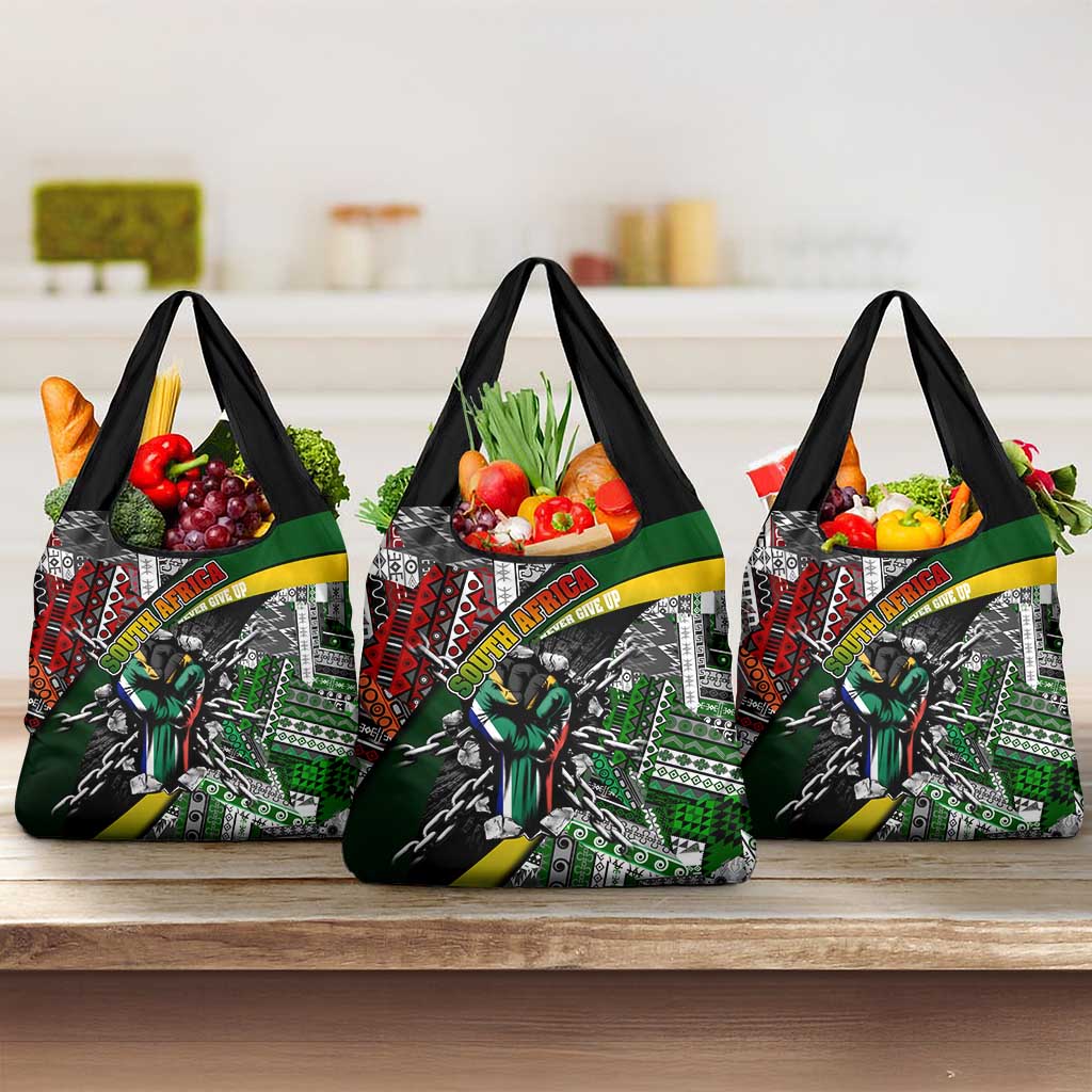 South Africa Fist of Freedom Grocery Bag Never Give Up