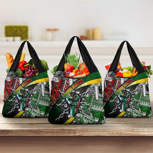 South Africa Fist of Freedom Grocery Bag Never Give Up