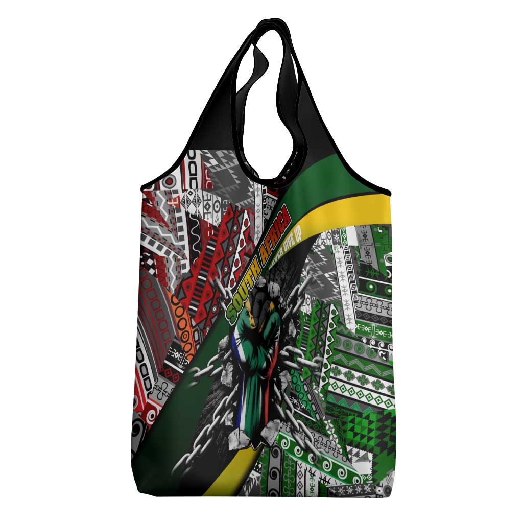 South Africa Fist of Freedom Grocery Bag Never Give Up
