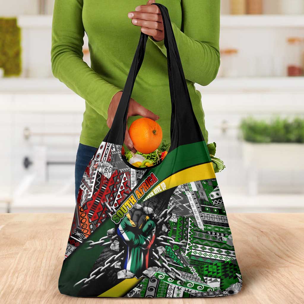 South Africa Fist of Freedom Grocery Bag Never Give Up