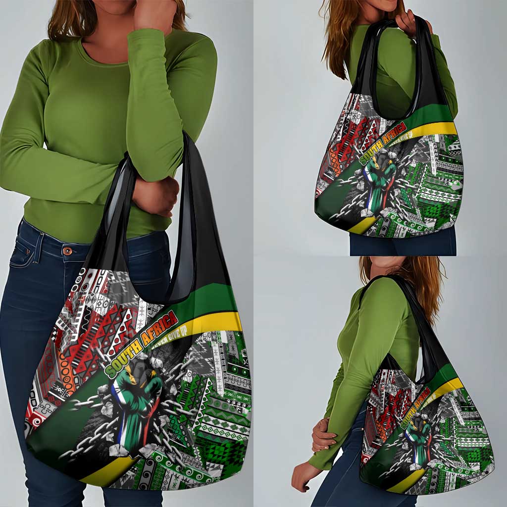 South Africa Fist of Freedom Grocery Bag Never Give Up