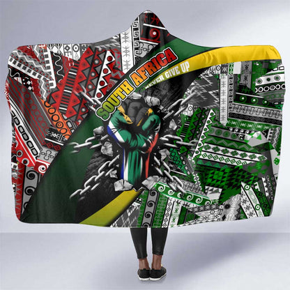 South Africa Fist of Freedom Hooded Blanket Never Give Up