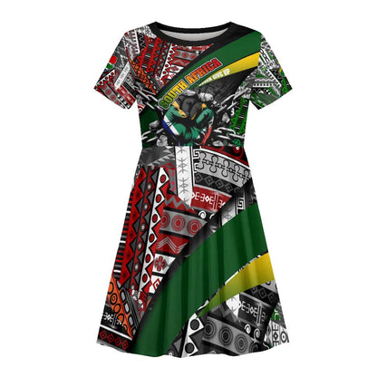 South Africa Fist of Freedom Kid Short Sleeve Dress Never Give Up