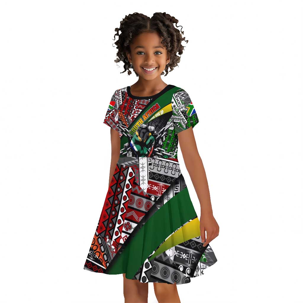 South Africa Fist of Freedom Kid Short Sleeve Dress Never Give Up