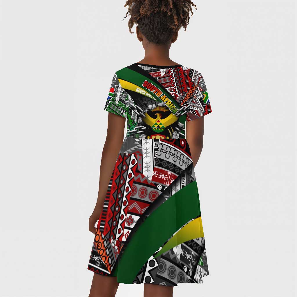South Africa Fist of Freedom Kid Short Sleeve Dress Never Give Up