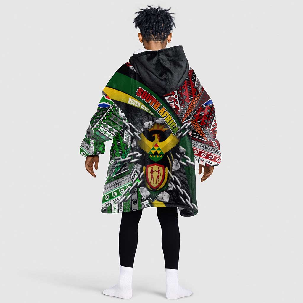 South Africa Fist of Freedom Kid Wearable Blanket Hoodie Never Give Up