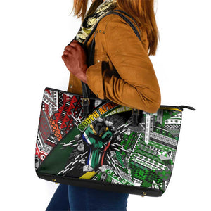 South Africa Fist of Freedom Leather Tote Bag Never Give Up