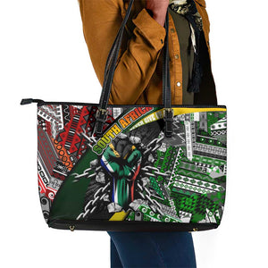 South Africa Fist of Freedom Leather Tote Bag Never Give Up