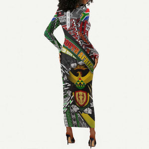 South Africa Fist of Freedom Long Sleeve Bodycon Dress Never Give Up DT02