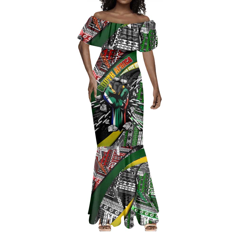 South Africa Fist of Freedom Mermaid Dress Never Give Up
