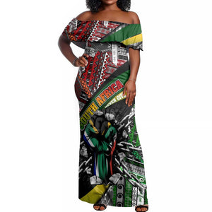 South Africa Fist of Freedom Off Shoulder Maxi Dress Never Give Up