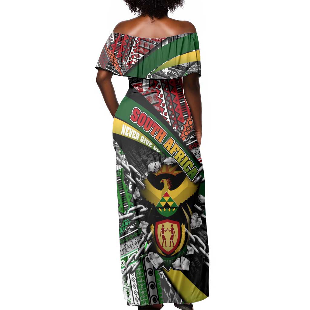 South Africa Fist of Freedom Off Shoulder Maxi Dress Never Give Up