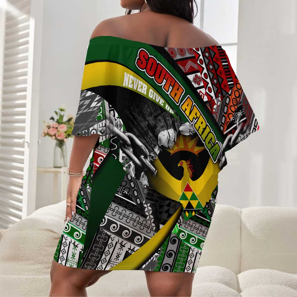 South Africa Fist of Freedom Off Shoulder Short Dress Never Give Up