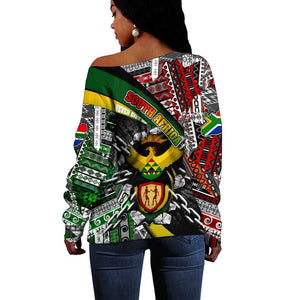 South Africa Fist of Freedom Off Shoulder Sweater Never Give Up