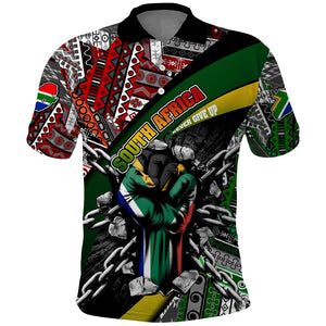South Africa Fist of Freedom Polo Shirt Never Give Up