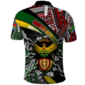 South Africa Fist of Freedom Polo Shirt Never Give Up