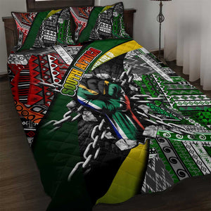 South Africa Fist of Freedom Quilt Bed Set Never Give Up