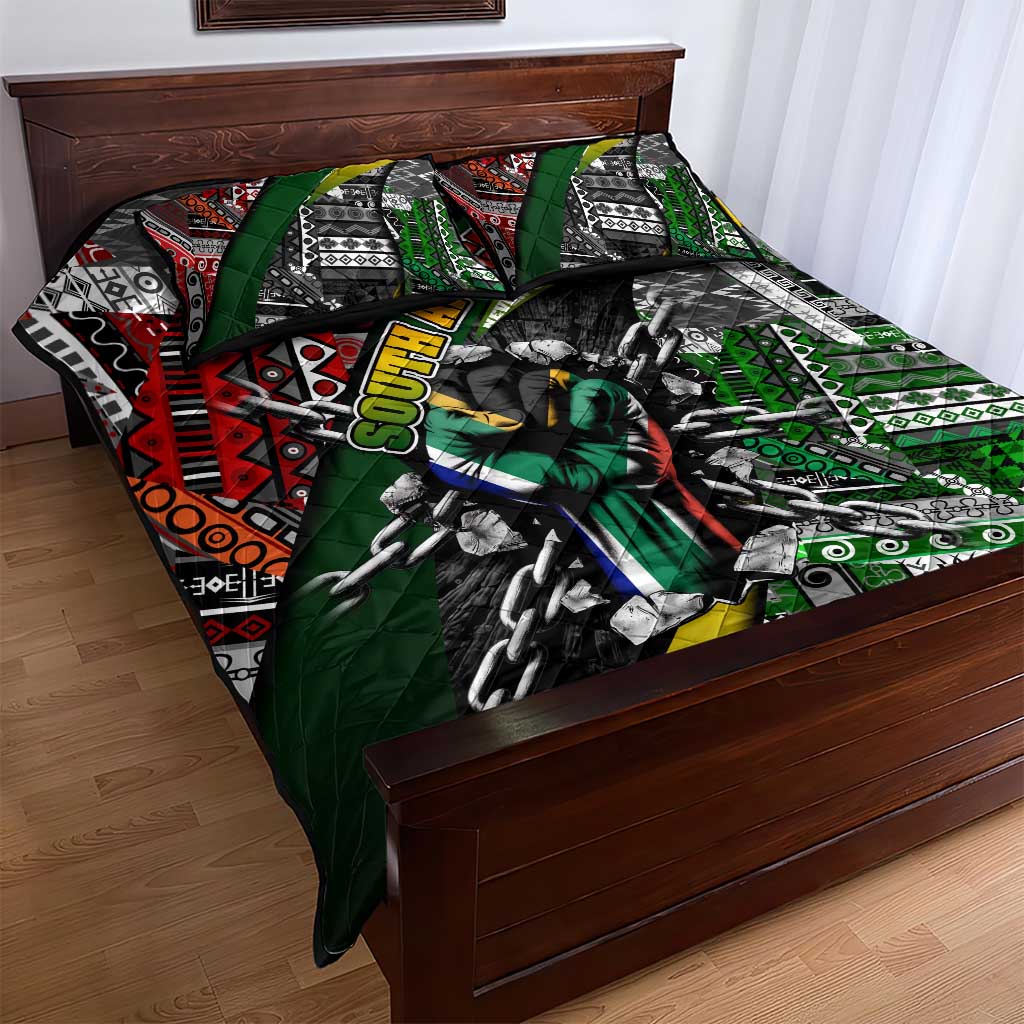 South Africa Fist of Freedom Quilt Bed Set Never Give Up