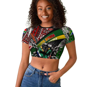 South Africa Fist of Freedom Raglan Cropped T shirt Never Give Up