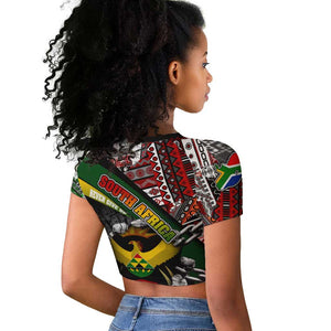 South Africa Fist of Freedom Raglan Cropped T shirt Never Give Up
