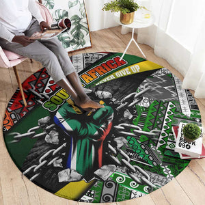 South Africa Fist of Freedom Round Carpet Never Give Up