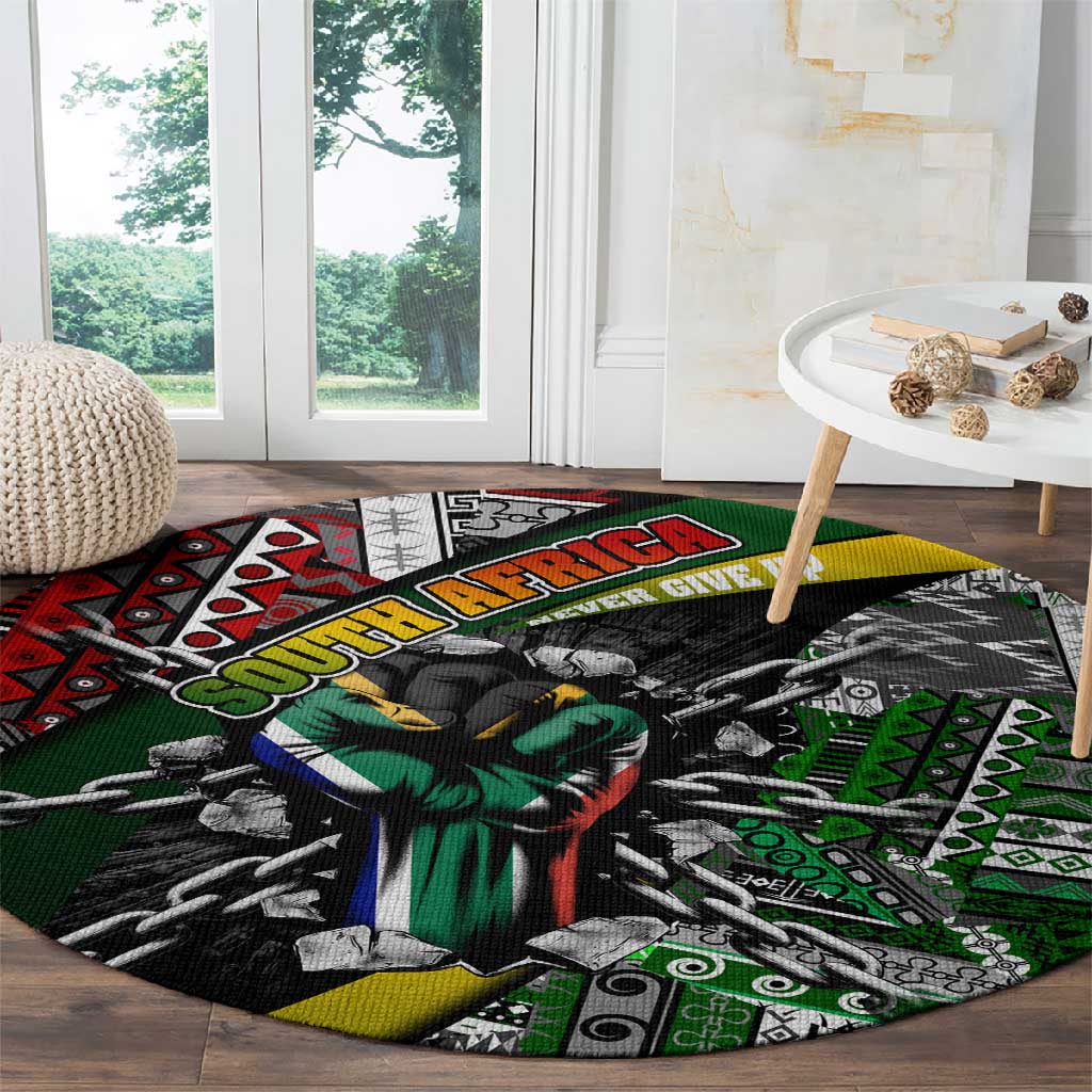 South Africa Fist of Freedom Round Carpet Never Give Up