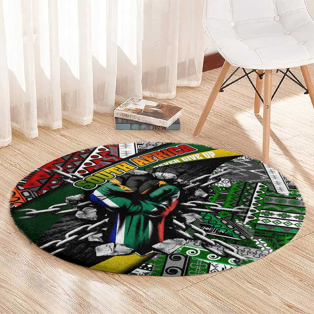 South Africa Fist of Freedom Round Carpet Never Give Up