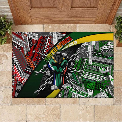 South Africa Fist of Freedom Rubber Doormat Never Give Up