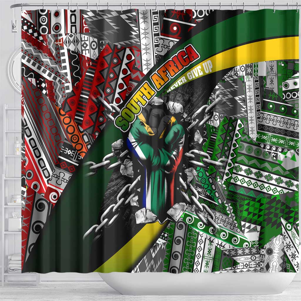 South Africa Fist of Freedom Shower Curtain Never Give Up
