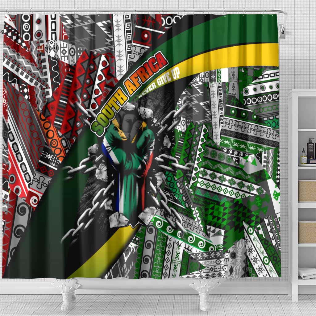 South Africa Fist of Freedom Shower Curtain Never Give Up