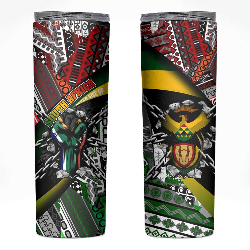 South Africa Fist of Freedom Skinny Tumbler Never Give Up
