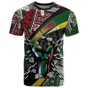 South Africa Fist of Freedom T shirt Never Give Up