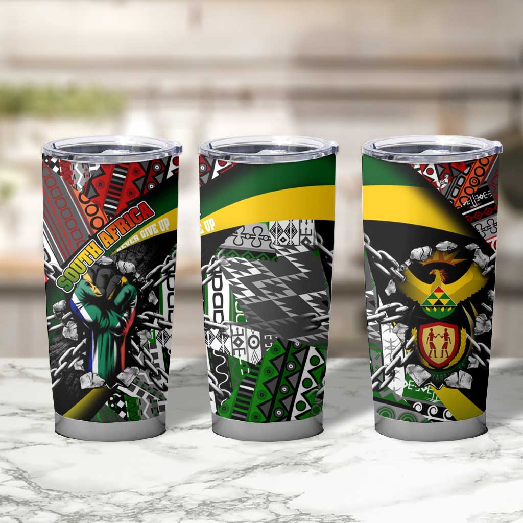 South Africa Fist of Freedom Tumbler Cup Never Give Up