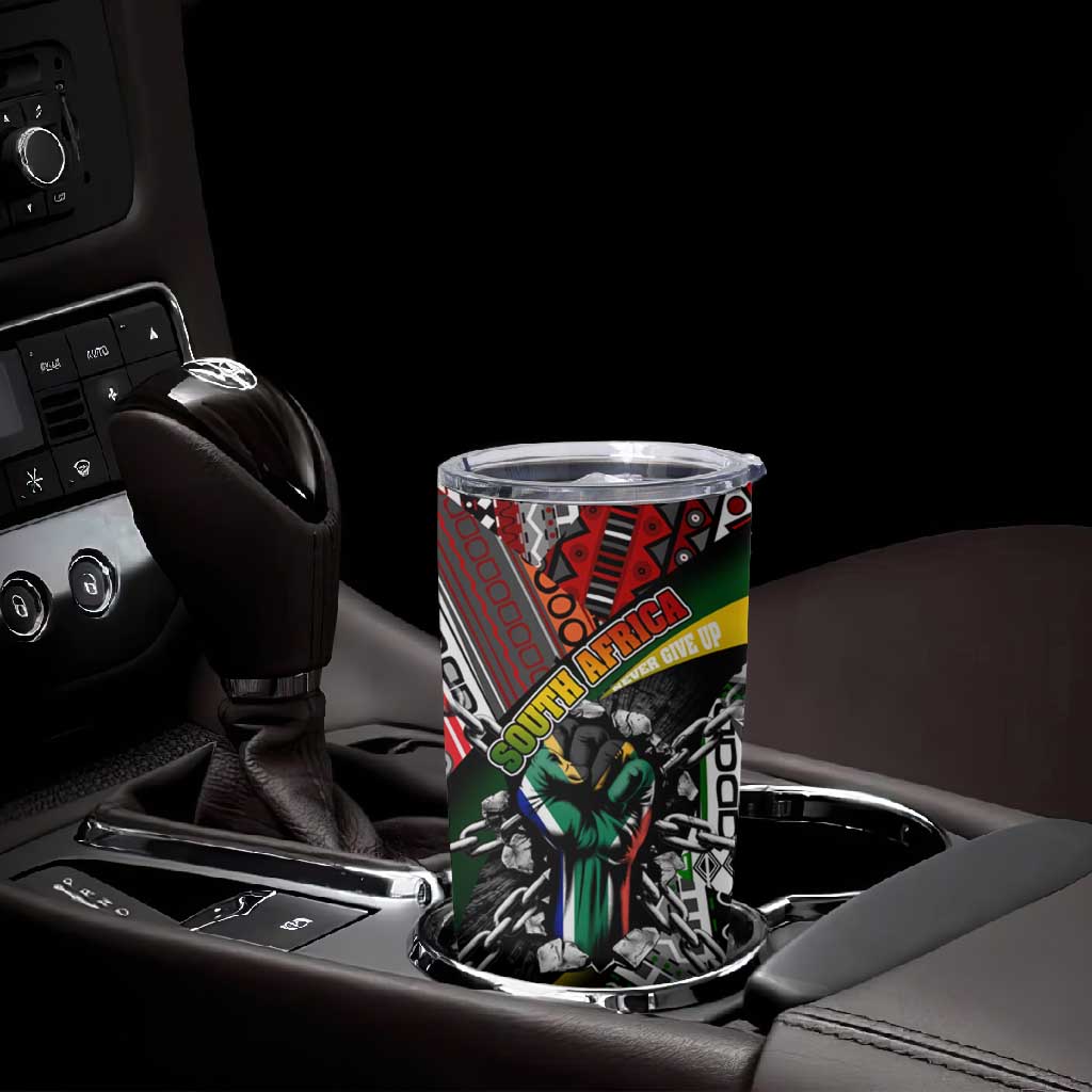 South Africa Fist of Freedom Tumbler Cup Never Give Up