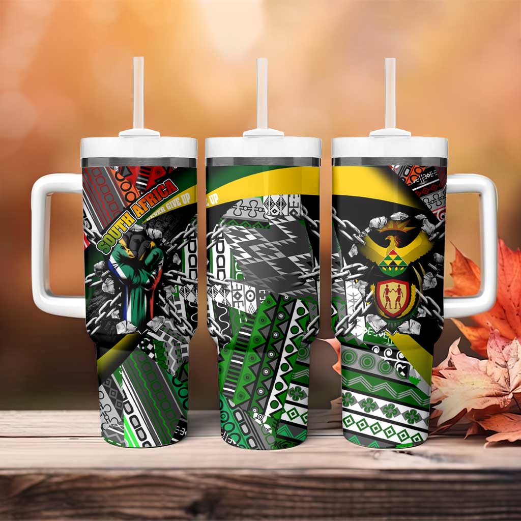 South Africa Fist of Freedom Tumbler With Handle Never Give Up