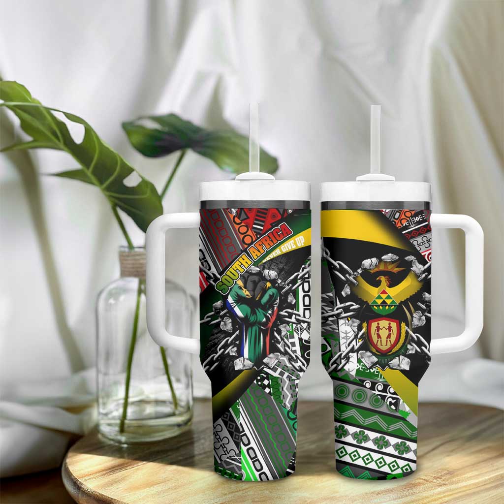South Africa Fist of Freedom Tumbler With Handle Never Give Up