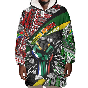 South Africa Fist of Freedom Wearable Blanket Hoodie Never Give Up