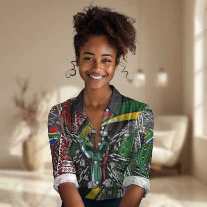 South Africa Fist of Freedom Women Casual Shirt Never Give Up