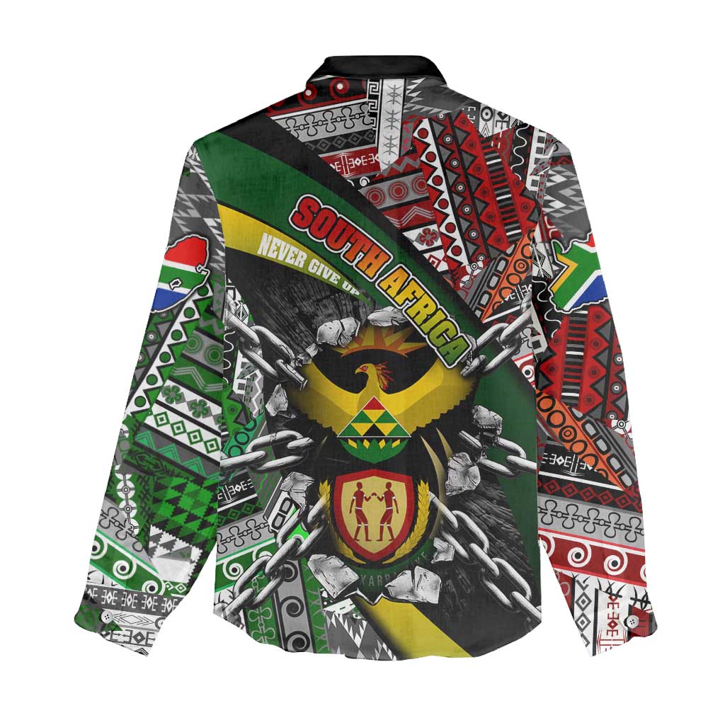 South Africa Fist of Freedom Women Casual Shirt Never Give Up