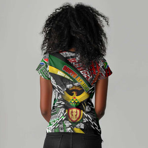 South Africa Fist of Freedom Women V-Neck T-Shirt Never Give Up