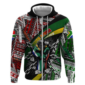 South Africa Fist of Freedom Zip Hoodie Never Give Up