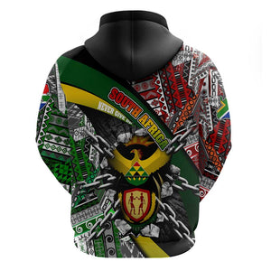 South Africa Fist of Freedom Zip Hoodie Never Give Up