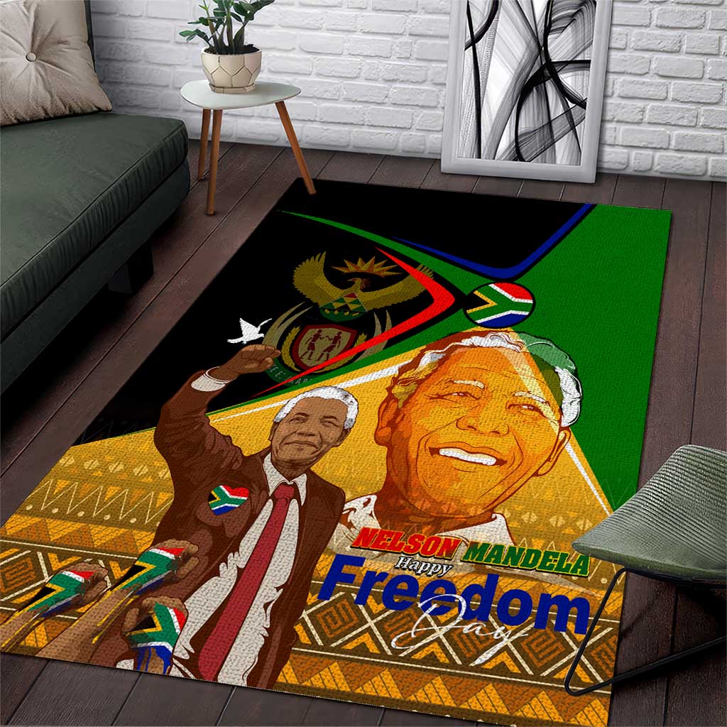South Africa Heritage Nelson Mandela Area Rug Happy Freedom Day Victory Art