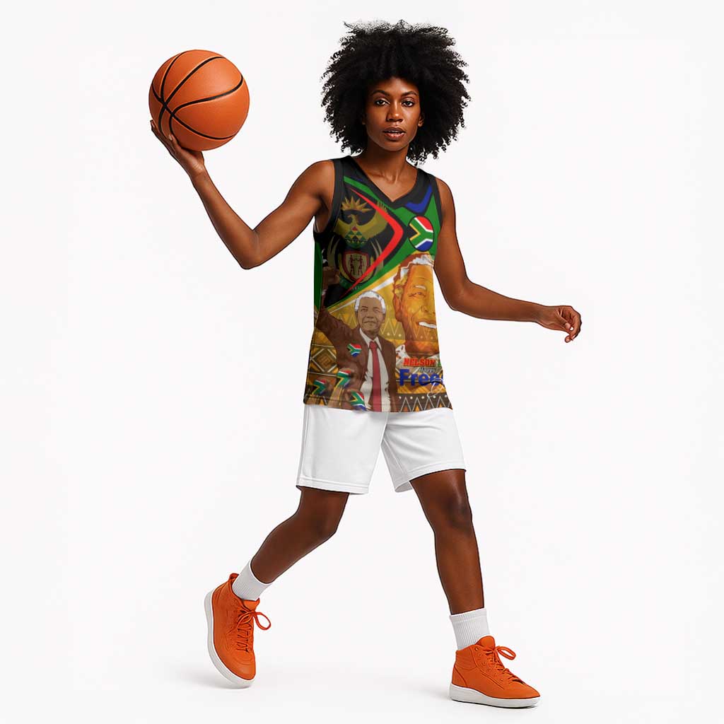 South Africa Heritage Nelson Mandela Basketball Jersey Happy Freedom Day Victory Art - African Pride