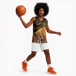 South Africa Heritage Nelson Mandela Basketball Jersey Happy Freedom Day Victory Art - African Pride